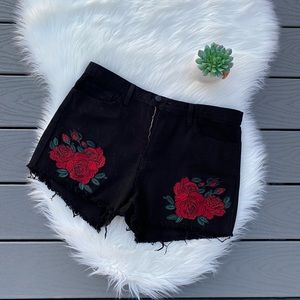 Black Rose Denim Shorts